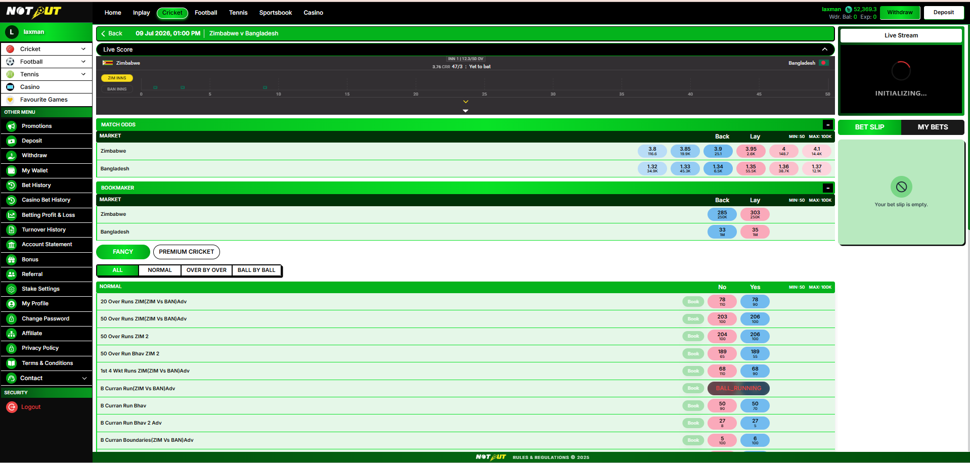 Match Odds, Bookmaker and Fancy market